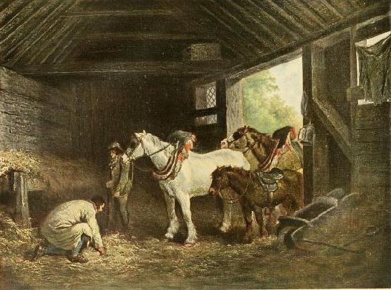George Morland The inside of a stable oil painting image